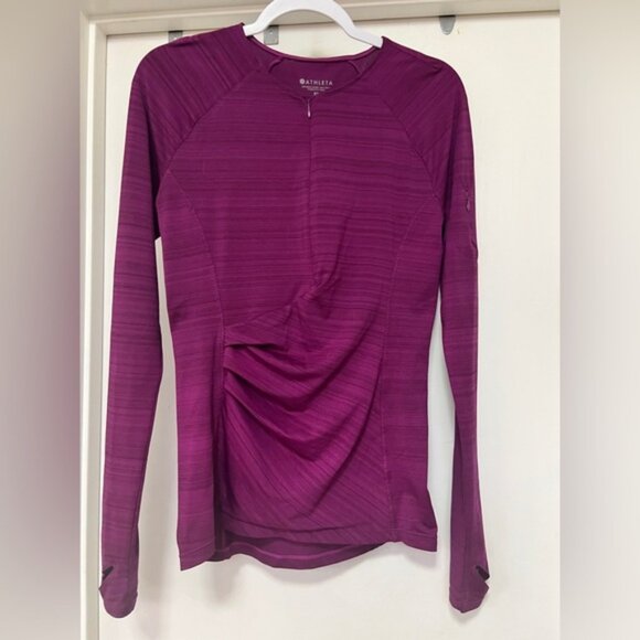 Athleta long sleeve ruched top - size Small Tall - magenta - Picture 1 of 10